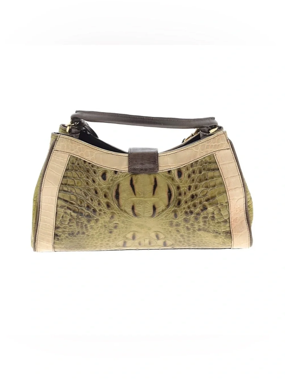 BRAHMIN ~ Rare Tri-Color Croc-Embossed Leather Satchel w/Crossbody Strap